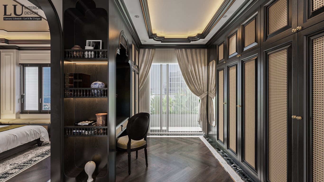 Thiết kế phòng ngủ căn hộ chung cư theo phong cách Indochine