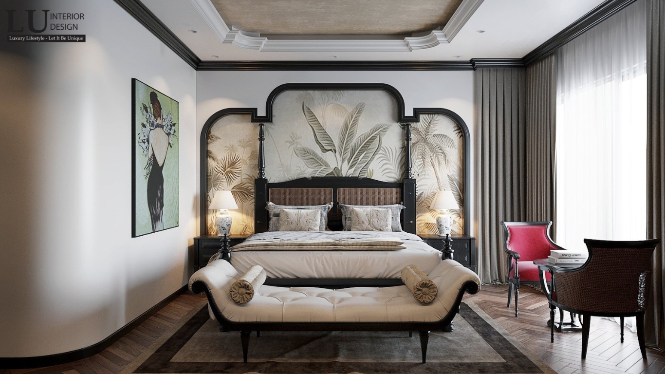 Thiết kế phòng ngủ nghỉ ngơi thư giãn theo phong cách Indochine