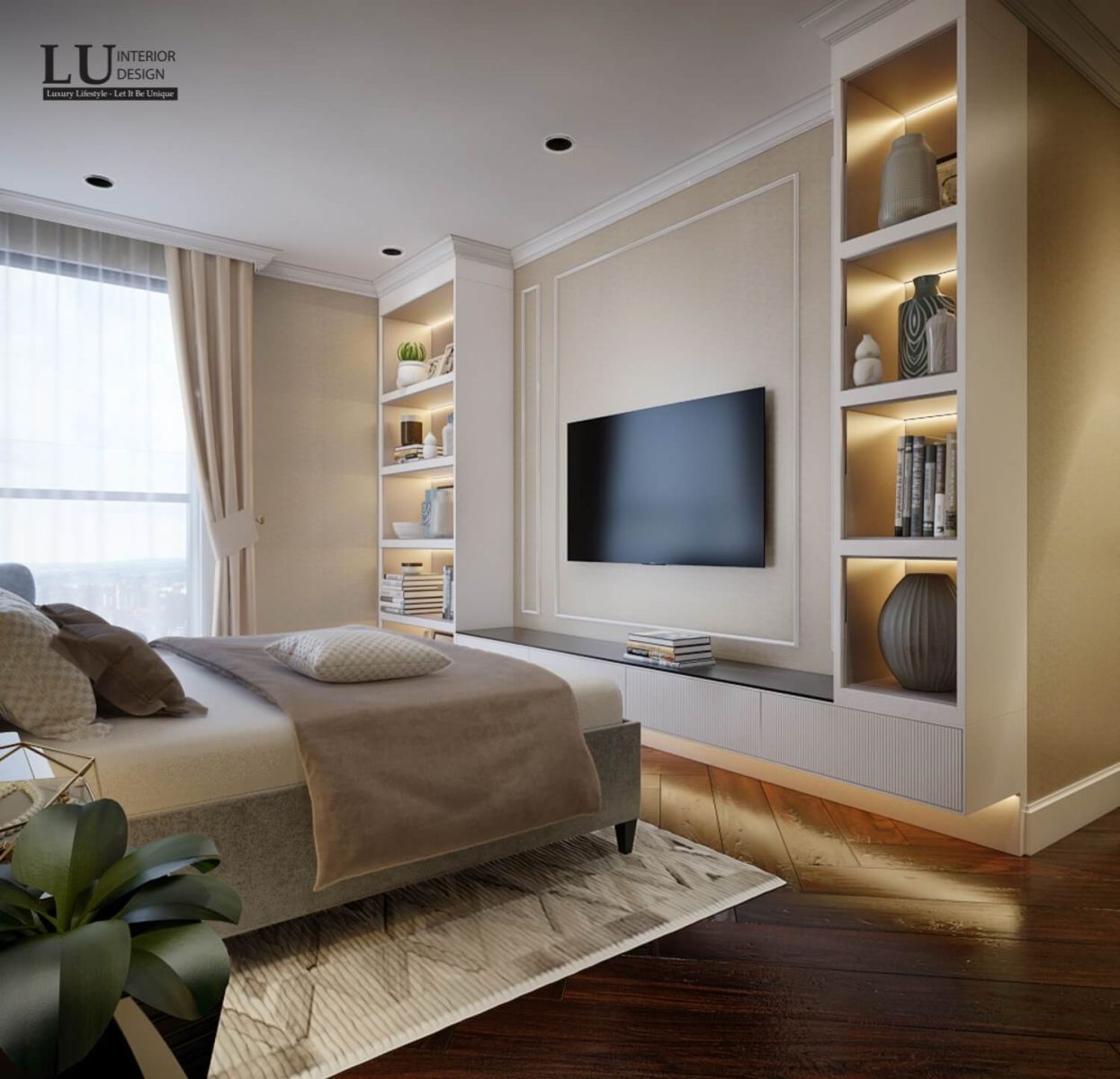 Phòng ngủ được bố trí ánh sáng hợp lý, tận dụng nguồn sáng tự 