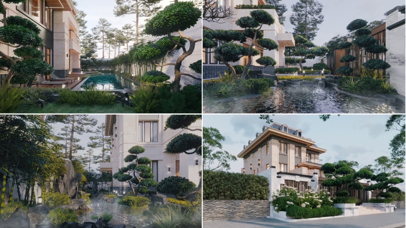 Thiết kế cảnh quan sân vườn, ngoại cảnh biệt thự tân cổ điển của LU Design