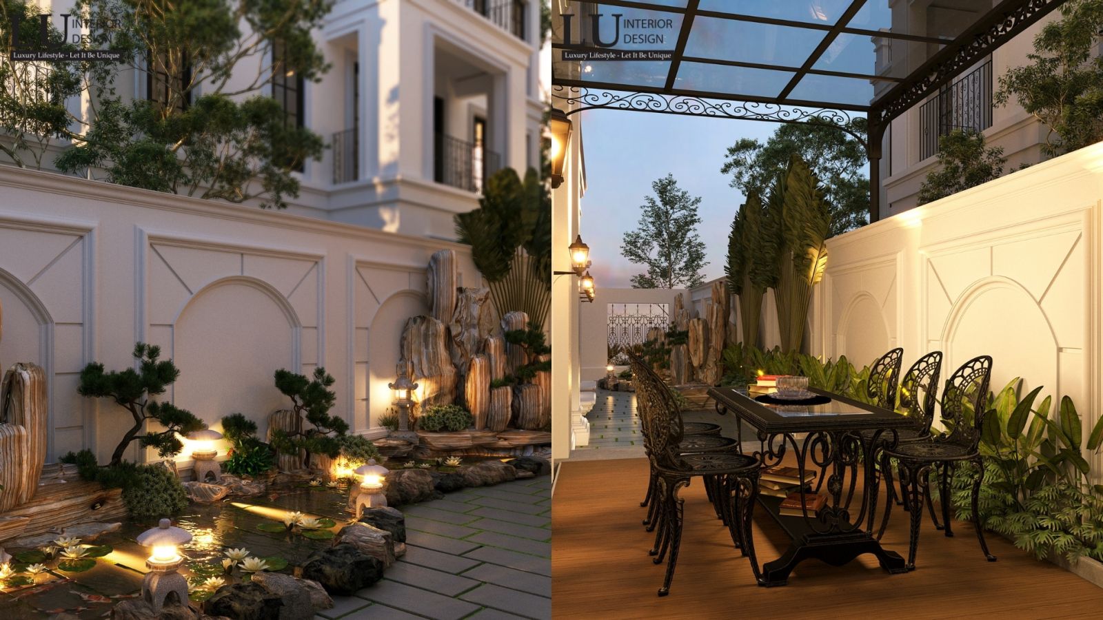 Thiết kế kiến trúc châu Âu với cảnh quan sân vườn của LU Design